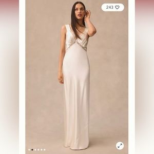 Reformation Chania Silk Dress in Ivory